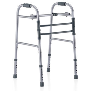 HOSPIKART Silver Stainless Steel Foldable Walker for Adults - Walking Stick