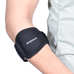 HOSPIKART Tennis Elbow Support Brace for Sports with Gel Padding, Universal Size Band for Elbow Support (Black)